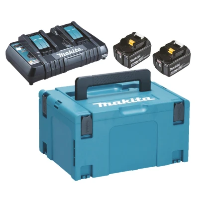 Bild av Makita 18v battery pack li ion 2x5.0ah quick charger and a makpac s