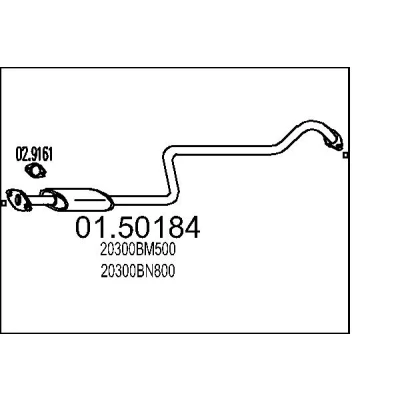Bild av MTS 01.50184 Silencieux Intermédiaire 2080 NISSAN: Almera II 3/5 portes