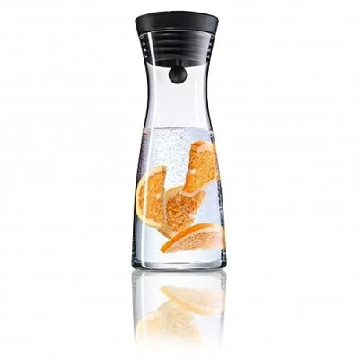 Bild av WMF Vattenkanna Basic 0,75 L höjd 23,7 cm närbild stängning glas Cromargan® rostfritt stål