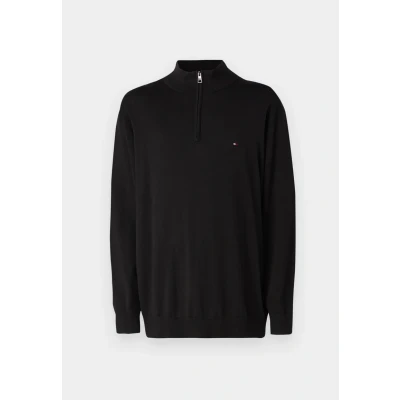 Bild av Tommy Hilfiger herr BT Essential bomull dragkedja Mock B MW0MW39108 halv tröja, svart, XXL, svart (svart), XXL