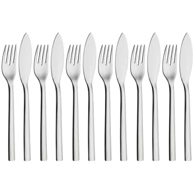 Bild av WMF Nuova Fiskbestick set i 12 delar, fiskset för 6 personer, fiskgaffel, fiskkniv, Cromargan polerat rostfritt stål, diskmaskinssäker