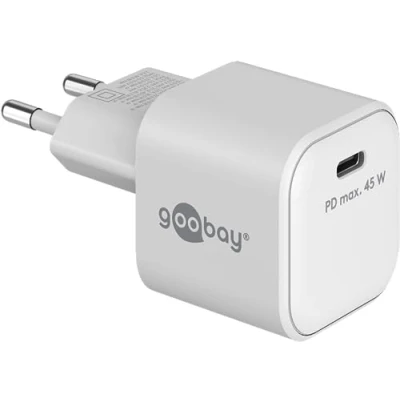 Bild av Goobay 65332 USB C PD Nano Quick Charger snabbladdare (45W) / Mobile Phone Charger/Strömadapter för iPhone laddningskablar och andra mobiltelefoner/Power Plug C/Vit