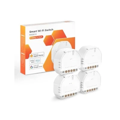 Bild av Refoss Mini WiFi Relä Smart Switch 1 vägs Kompatibel med Apple HomeKit Alexa Google Home Modul Strömbrytare Röststyrning 250V 10A 4 st