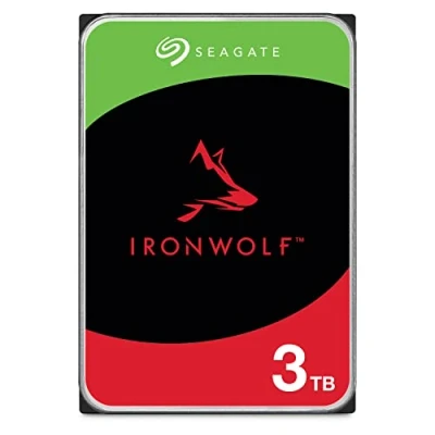 Bild av Seagate IronWolf, 3 TB, Intern Hårddisk, NAS, CMR, 3,5&quot;, SATA, 6 GB/s, 5900 RPM, 64 MB cache, NAS RAID, års Rescue Services, FFP (ST3000VN007)