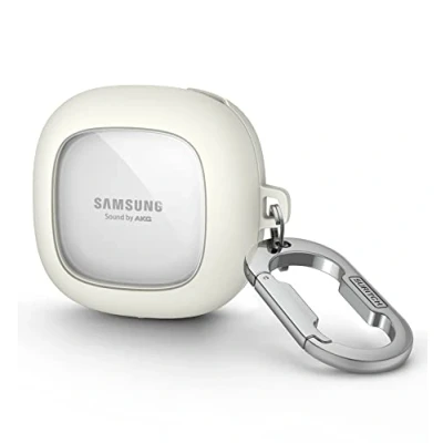 Bild av SURITCH Klart fodral kompatibelt med Samsung Galaxy Buds 2/Buds Live/Buds 2 Pro/Buds FE skydd skyddande bärbart nyckelring för grå grön