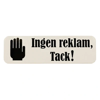 Bild av Generic Skylt Ingen reklam, tack Vit 30 x 100mm
