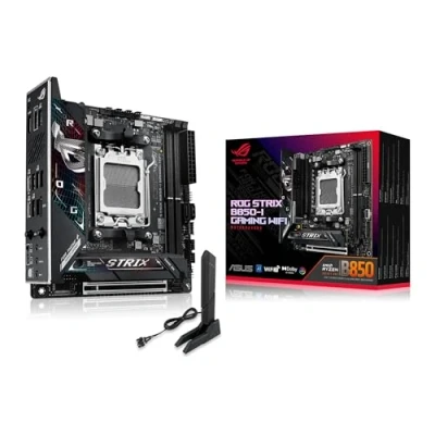 Bild av ASUS ROG Strix B850 I WiFi spel, AMD Mini ITX moderkort, 10+2+1 stegs strömförsörjning, DDR5, PCIe 5.0 plats med Q release plats, 2 M.2 platser, 7 antenn, AI Advisor, Networking II