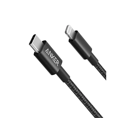 Bild av Anker USB C till Lightning kabel, 331 New Nylon snabbladdningskabel (1,8 m/6 fot, MFi certifierad) iPhone laddningskabel för 13 Pro 12 Max 12, AirPods Pro, stöder ström (svart)