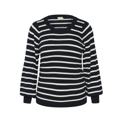 Bild av Kaffe Curve Miana Stickad tröja Midnight marine chalk stripe, Storlek: 54/56, stripe