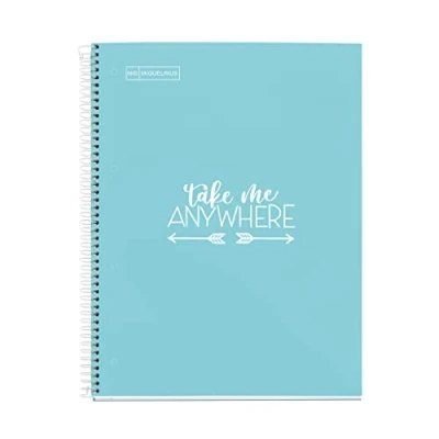 Bild av Miquelrius Notebook Messages Notebook, 1 färgrand, A4, 80 ark horisontella ränder, 90 g papper, 4 hål, hårt kartongomslag, blå färg