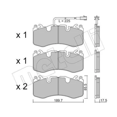Bild av METELLI 22 1202 0 Jeu de plaquettes frein contact signal d&#039;usure inclus MASERATI: Levante SUV, Quattroporte VI