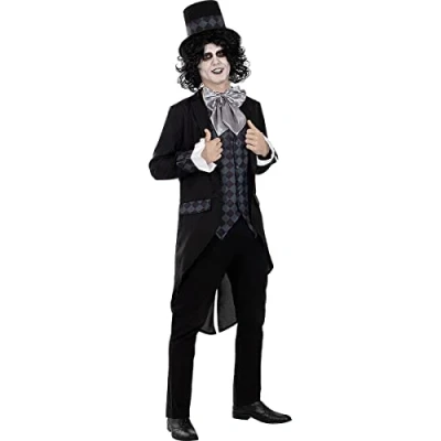 Bild av Funidelia Maskeraddräkt Mörk hattmakare för herr Mad Hatter, Filmer &amp; Serier, Alice i Underlandet vuxen och roliga tillbehör fester, karneval Halloween Storlek XL