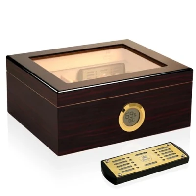 Bild av Slege Cigarrhumidor, Handgjorda Humidorcigarrer, Spansk Cederformad Digital Hygrometer, Luftfuktare, Delare, Present Till Män (3050 Cigarrer)