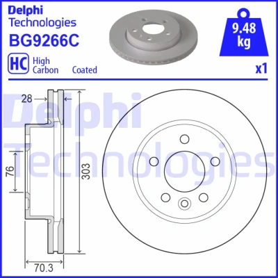 Bild av Bromsskiva DELPHI BG9266C