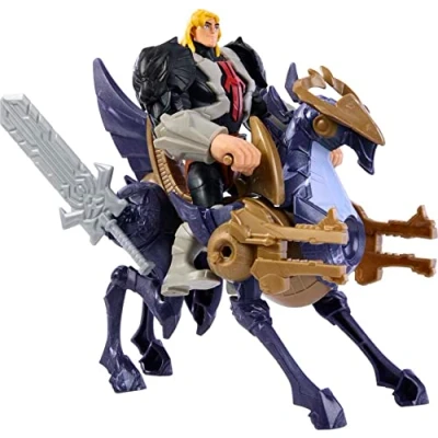 Bild av Masters of the Universe och He Man Creature fordon figur, Stridor, Savage Eternia samlarobjekt superhjälte Steed, MOTU leksak