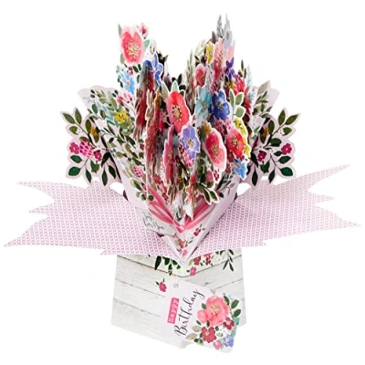 Bild av Grattis på födelsedagen bukett blommor födelsedag pop up gratulationskort 3D popup kort