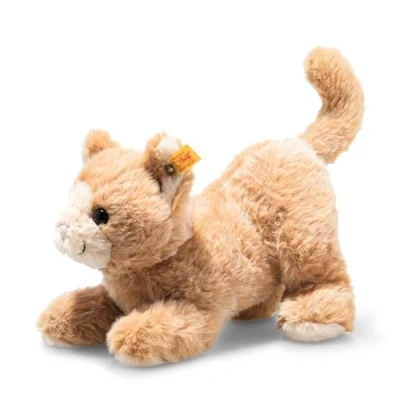 Bild av Steiff gosedjur Cassie katt, sött mjukisdjur med plastögon, barn, pojkar och flickor, mjuka gosedjur, 26 cm, orange, 099182