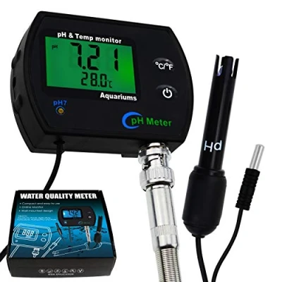 Bild av 2 i 1 kombination pH och temperatur meter vattenkvalitet testare utbytbar BNC elektrod för akvarier hydroponik tank vattenbruk laboratorium