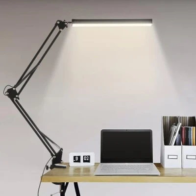 Bild av BIENSER LED skrivbord, 14 W hopfällbar arkitekt bord med klämma, 10 ljusstyrkenivåer x 3 färglägen, justerbar bord, ögonskydd