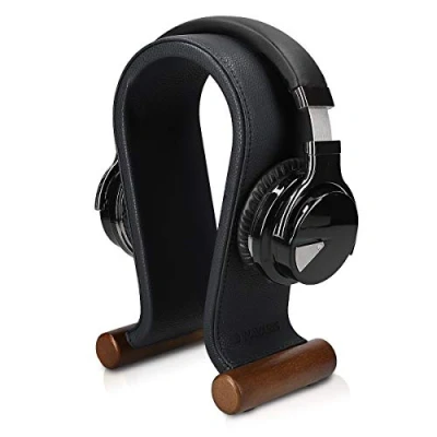Bild av Navaris Headset stativ Universal Gaming eller Desktop Holder i konstläder med solid bas för hörlurar svart