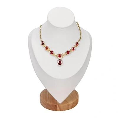 Bild av Smycken Byst Halsband Display Stand, Lädersmycken Staffli Kedja Bust Stand Tower Rack, Skyltdocka Smyckeshållare för, 6,5x4,1x9,3in (Vit)