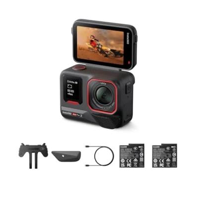 Bild av Insta360 Ace Pro 2 Dubbelt batteripaket 8K actionkamera vattentät co designad med Leica, 1/1,3 tum sensor, Dual Chip AI, utmärkt i lågt ljus, överlägset ljud, uppfällbar skärm
