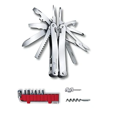 Bild av VICTORINOX multifunktionsverktyg Swiss Tool Spirit X Plus, 35 funktioner, Made, multiverktyg med låsblad, inklusive nylonfodral, silver