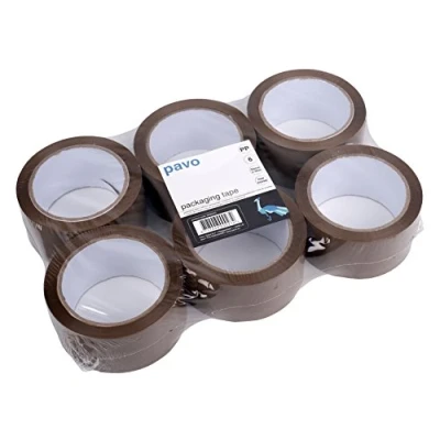 Bild av Pavo premium 50 mm x 66 m polypropylen förpackningstejp brun (paket med 6)