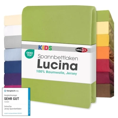 Bild av CelinaTex Jersey spännlakan Lucina för barn 60 x 12070 140 cm grön 100% kammad bomull supermjuk OEKO TEX