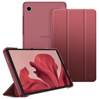 Bild av Fintie Fodral för Samsung Galaxy Tab A9 8,7 tum 2023, ultratunt skyddsfodral med genomskinligt baksida skydd Tablet SM X110/X115/X117, vinröd