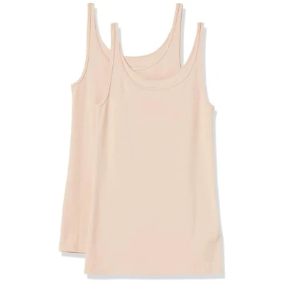 Bild av Amazon Essentials tunn remtank för kvinnor, passform, 2 pack, ljusbeige, X Large
