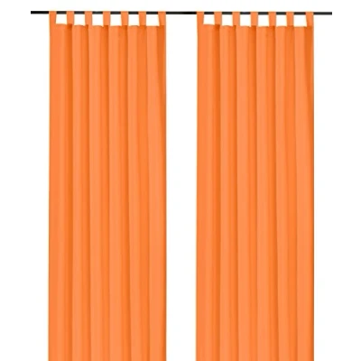 Bild av heimtexland ® Dekorativt draperi med öglor och veckband enfärgad orange H x B 245 140 ogenomskinlig men ljusgenomsläpplig gardin naturligt matt slinga halsduk bandhalsduk, Oeko Tex