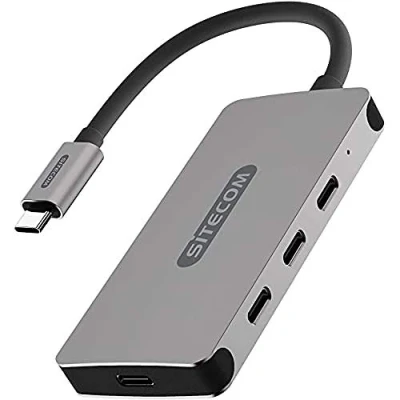 Bild av Sitecom CN 386 USB C Hub 4 port hane till 3 x 3.1 + 1 strömförsörjningsportar för kvinnor aluminiumhubb