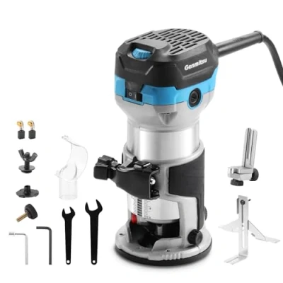 Bild av Genmitsu överfräs och trimmer 1,25 HP, med fast bas, 6 variabla hastigheter, 10 000 30 varv/min, 1/4 tums spänntång