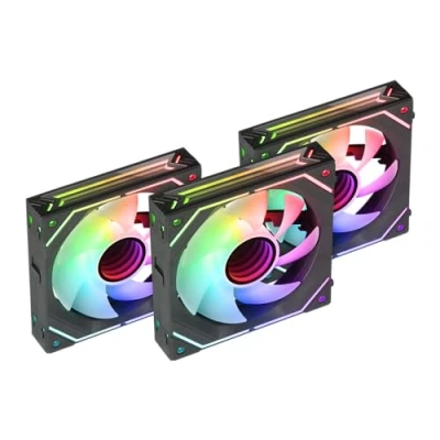 Bild av Mars Gaming MF LINKFINITYKIT svart, sats 3 x 120 mm PWM modulär fläkt, LINKFINITY anslutningssystem, Infinity Mirror ARGB 360 belysning och styrenhet, ultra tyst 12 dB