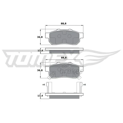 Bild av TOMEX Brakes Bromsbeläggssats, skivbroms TX 17 22 HONDA [CIVIC, CRX, JAZZ]
