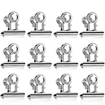 Bild av bulldog metallklämmor, 50 st metallgångjärnsklämmor, 22 mm pappersklämmor, silver binder clips för foton, hemmakontor tillbehör (silver)