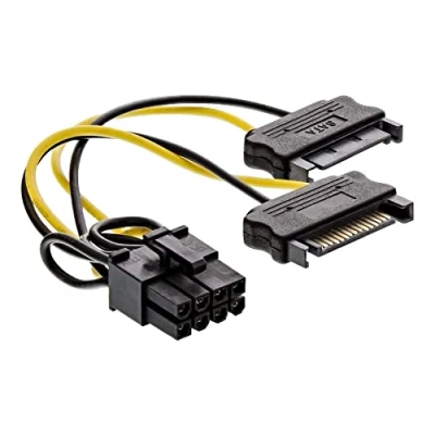 Bild av InLine 26628D nätadapter internt, 2 x SATA till 8 pol för PCIe (PCI Express) grafikkort, 0,15 m