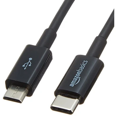 Bild av Amazon Basics anslutningskabel, USB C till Micro typ B, 2.0, 0,9 m, svart