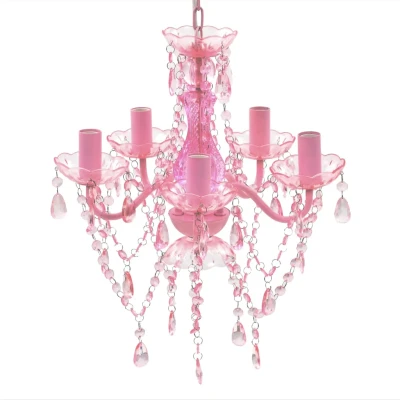 Bild av vidaXL Takkrona med kristaller 5 glödlampor rosa