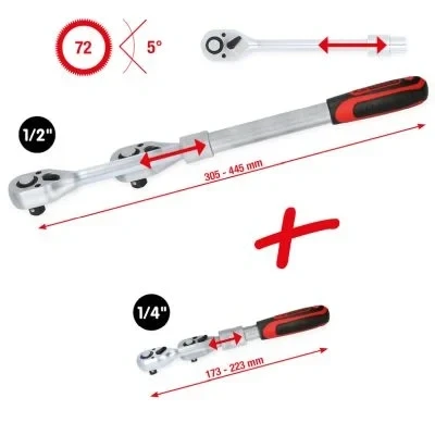 Bild av KS TOOLS 914.1412 Cliquet 72 12,5 (1/2&quot;), 6,3 (1/4&quot;)mm (pouces) Acier chrome vanadium