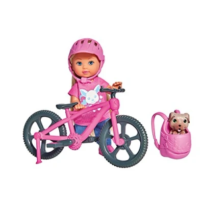 Bild av Simba 105733273 Evi Love Semesternöje med cykel/docka cykel/hund och ryggsäck/omklädningsdocka/12 cm, för barn från 3 år