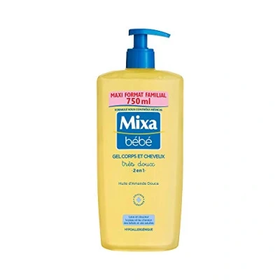 Bild av Mixa Baby Gel 2 i 1 Mycket mjuk kropp och hår med söt mandelolja allergivänlig pH neutral Maxi familjeformat 750 ml