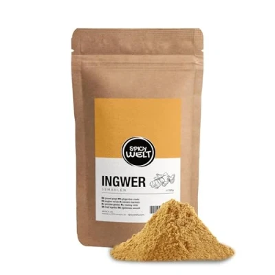 Bild av Spicy Welt Ingefära Pulver Mald (250g) Premiumkvalitet Finmald för Te, Bakning, Soppor &amp; Marinader Färsk, Aromatisk Krydda 100% Naturlig, Utan Tillsatser