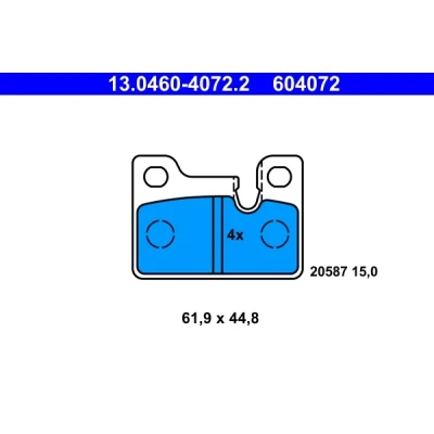 Bild av ATE 13.0460 4072.2 Jeu de plaquettes frein préparé pour indicateur d&#039;usure, contact signal d&#039;usure exclu BMW: 3 Berline