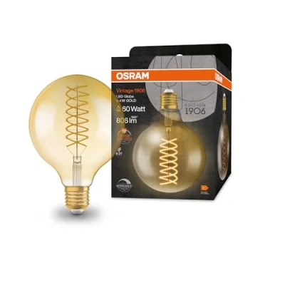 Bild av OSRAM Vintage 1906® Classic GLOBE125 FIL 60 LED lamp, E27, dimmable, spherical, gold, 8.4W, 806lm, 2400K, reduced warm white light, low consumption, long life