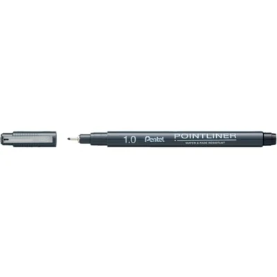 Bild av Pentel Pointliner S20P 10A, fineliner, svart, vattentät och ljusäkta, 1,0 mm