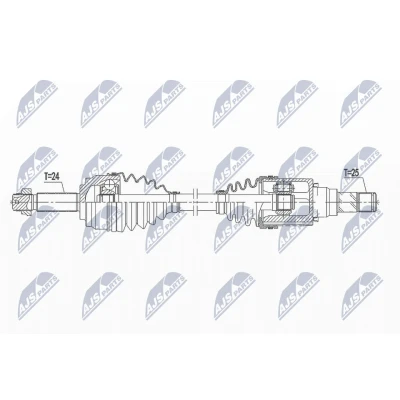 Bild av NTY NPW MS 063 Arbre de transmission Essieu avant gauche 657