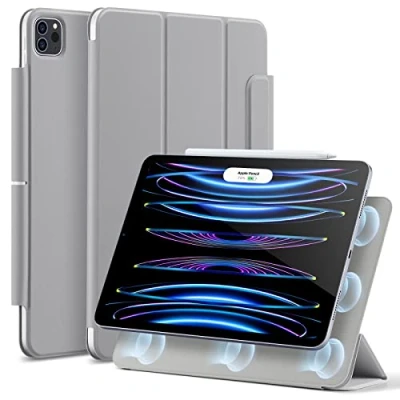 Bild av ESR Rebound magnetiskt skal kompatibelt med iPad Pro 11&quot; (2022/2021/2020, 4e/3e/2nd Generation), säker magnetisk montering, stativ två positioner, Pencilhållare, Auto Standby väckarklocka, grå