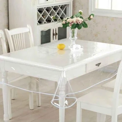 Bild av A2ZWORLD Transparent PVC bordsduk, vattentät, rektangulär eller rund, tvättbar skärmskydd (rektangulär 120 x 140 cm)